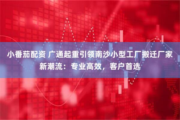 小番茄配资 广通起重引领南沙小型工厂搬迁厂家新潮流：专业高效，客户首选