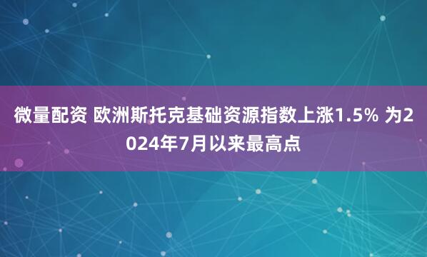微量配资 欧洲斯托克基础资源指数上涨1.5% 为2024年7月以来最高点